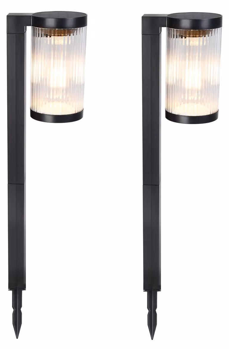 2 sztuki lamp solarnych do posadzenia, LED, ciepła biel, 2 sztuki, wysokość 58 cm