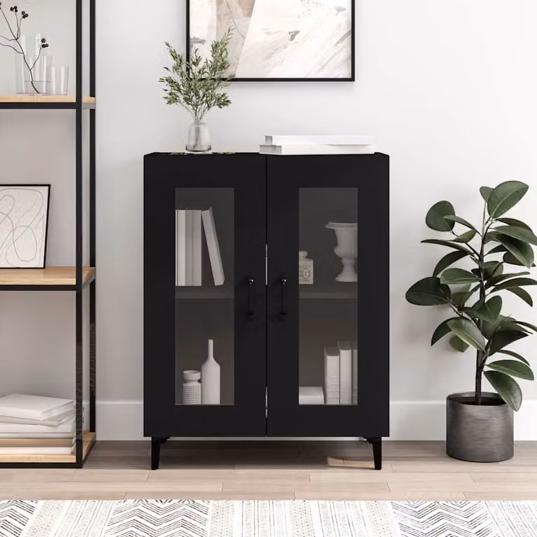 vidaXL Kredens czarny 69,5x34x90 cm Materiał drewnopochodny