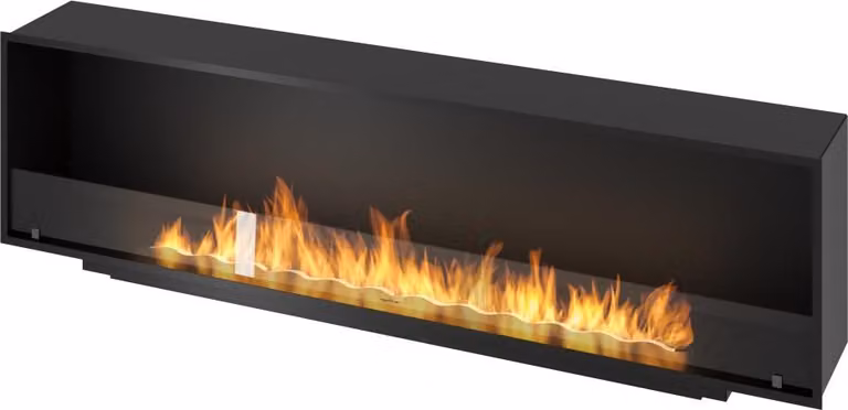 Kominek bioetanolowy Inside Black 2000 do zabudowy - matowa czerń, ze szkłem, palnik 6 l, nowoczesny design