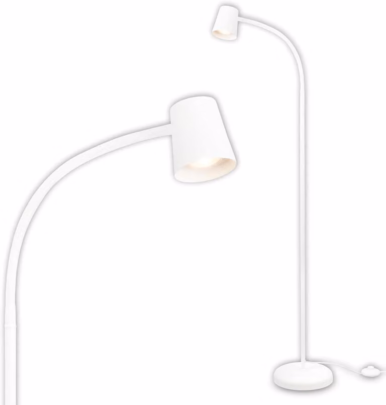 Lampa stojąca - lampa podłogowa, lampka do czytania - dekoracja wnętrz - obrotowa głowica lampy - 21x1275 cm - biała