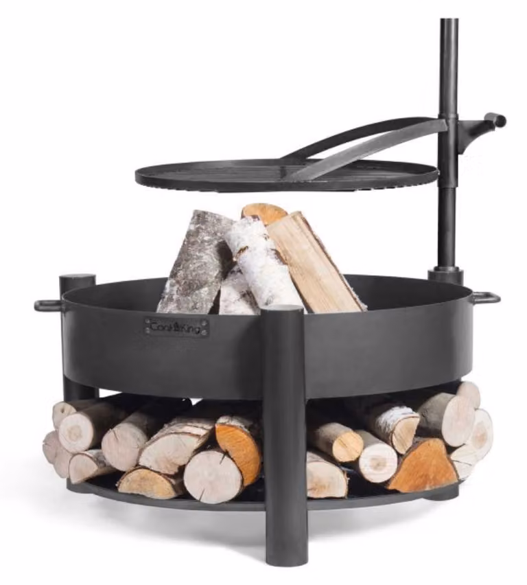 Miska ogniowa MONTANA X Ø60 cm regulowana ruszt grillowy Ø50 cm miejsce do grillowania ogród