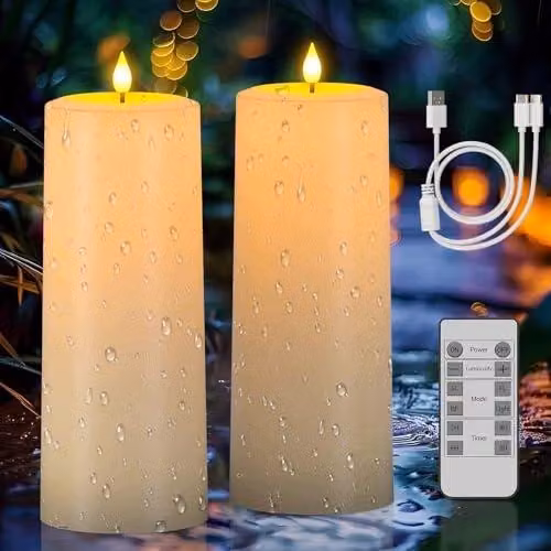 Świece solarne LED akumulatorowe wodoodporne ogród na zewnątrz 2 szt.