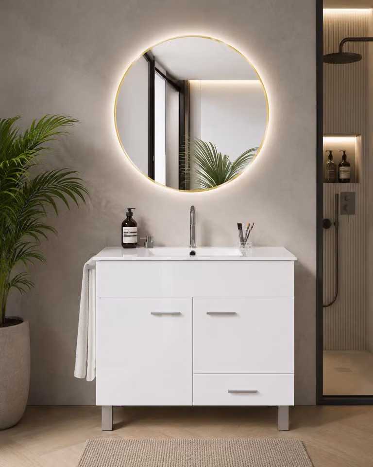 ORIGEN BATH SAMOS: Komoda łazienkowa z umywalką, 90x45 cm, biała