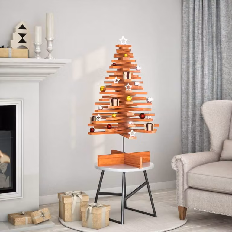 Maison Exclusive – choinka do dekoracji, brązowa, 100 cm, lite drewno sosnowe