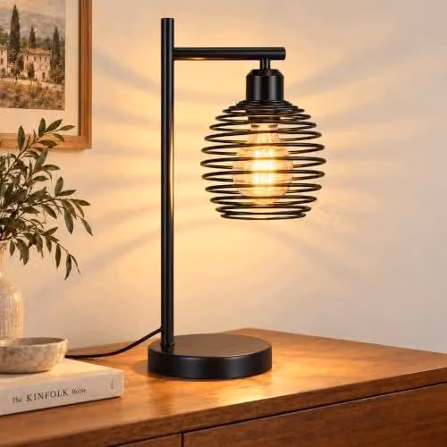 Lampka biurkowa retro nocna E27 metalowa industrialna czarna do salonu 60W