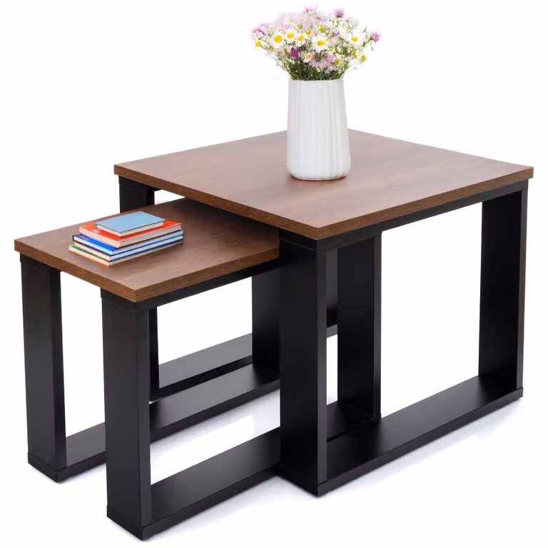 Stolik kawowy LEHMANN 2 szt ława loft retro DĄB BROWN stół podwójny 50x50cm + 30x50cm