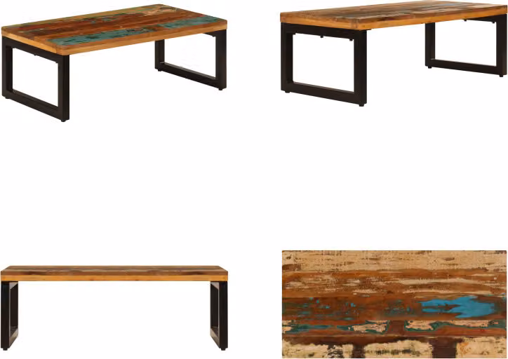 vidaXL Stolik kawowy 100x50x35 cm z odzyskanego drewna i stali - Stolik kawowy - Stoliki kawowe - Stoliki kawowe - Stoliki kawowe