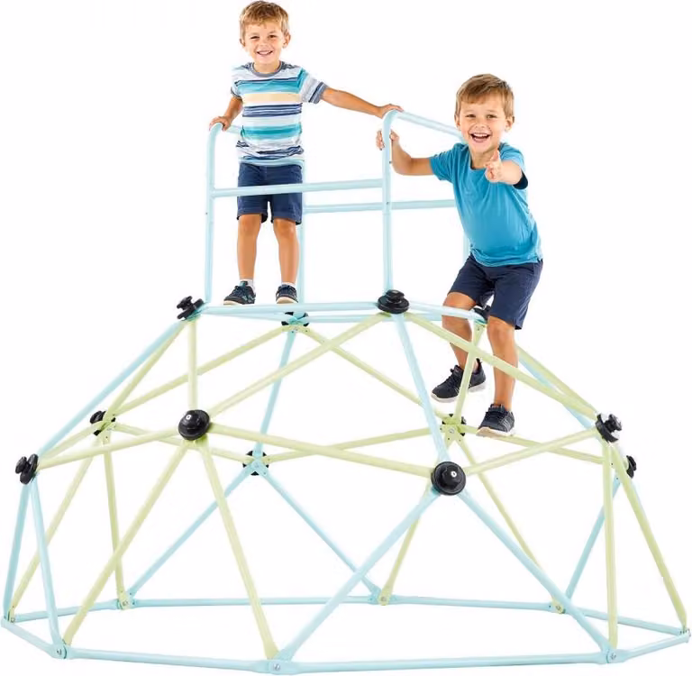 Kopuła wspinaczkowa Geometryczna rama wspinaczkowa (183 cm) - Nośny sprzęt do zabawy 270 kg - Zabawki ogrodowe dla dzieci w wieku 3-10 lat - Plac zabaw niebieski + zielony - Zewnętrzna rama wspinaczkowa