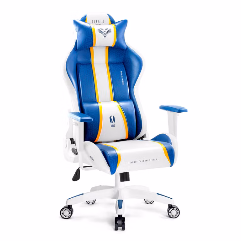 DIABLO Fotel Gamingowy Obrotowy Krzesło dla Gracza | Podłokietniki Poduszka pod Lędźwie i Kark | X-One 2.0 | King Size, Aqua Blue