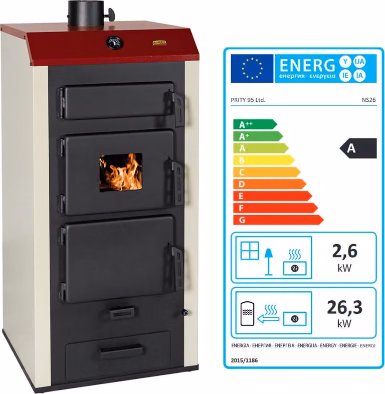 EEK A - Piec kominkowy PRITY NS26 z wodnym wymiennikiem ciepła Piec centralnego ogrzewania - 28,9 Kw