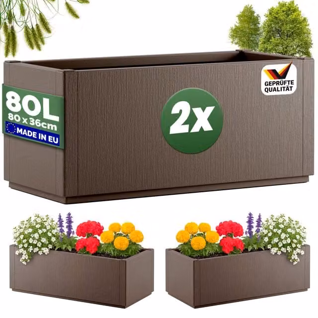 Zestaw 2 brązowych doniczek plastikowych CASARIA Ethica W x S x G: 80 x 36 x 36 cm