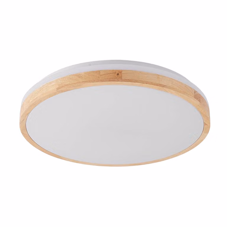 Lampa sufitowa LED Lindby Emiva, średnica 49 cm, drewno jasne, regulacja barwy światła (CCT)