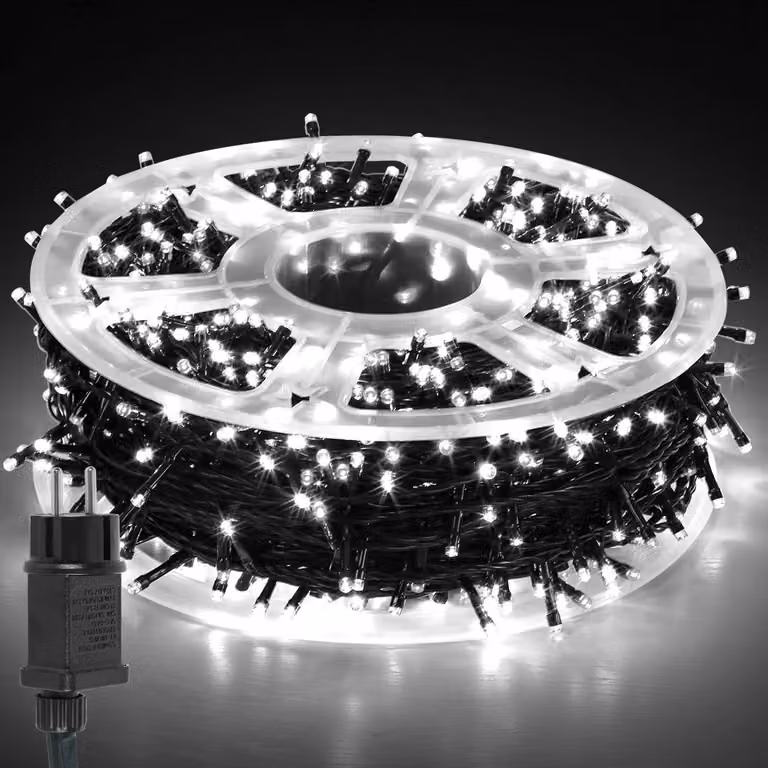 Łańcuch świetlny LED Ikodm, 50 metrów, 500 diod LED, 8 trybów, do użytku wewnątrz pomieszczeń, na Boże Narodzenie, imprezy, ogród. Efekt migoczących gwiazd, dekoracja, światło białe