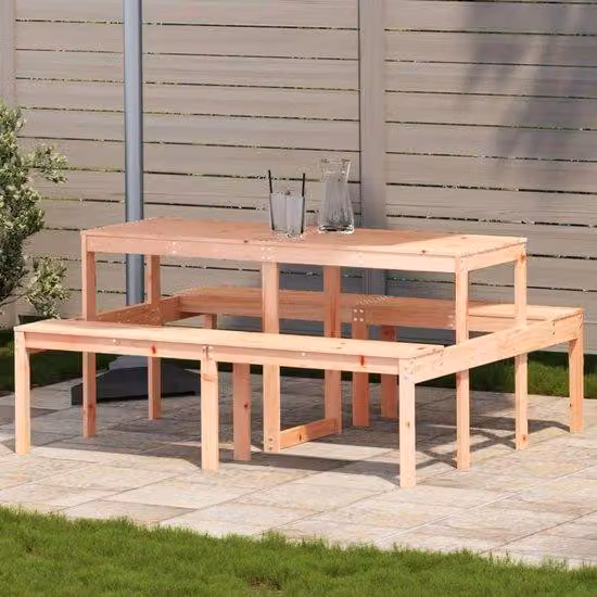 Stół piknikowy drewniany - mebel ogrodowy - do spożywania posiłków na świeżym powietrzu - wykonany z litego drewna sosnowego - 160 cm - naturalne drewno