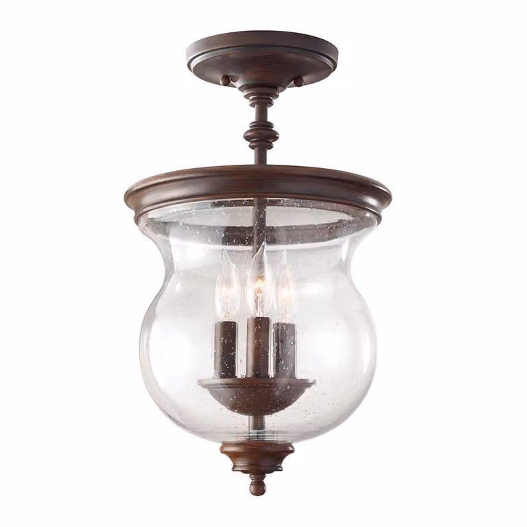 Żyrandol Pickering Lane stary brąz 3xE14x40W szkło wym:140,5x25,4x25,4cm IP20 Feiss