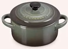 Kokilka mini Le Creuset Ramekin z pokrywką, emaliowana żeliwna, zielona i szara, pojemność 10 ml