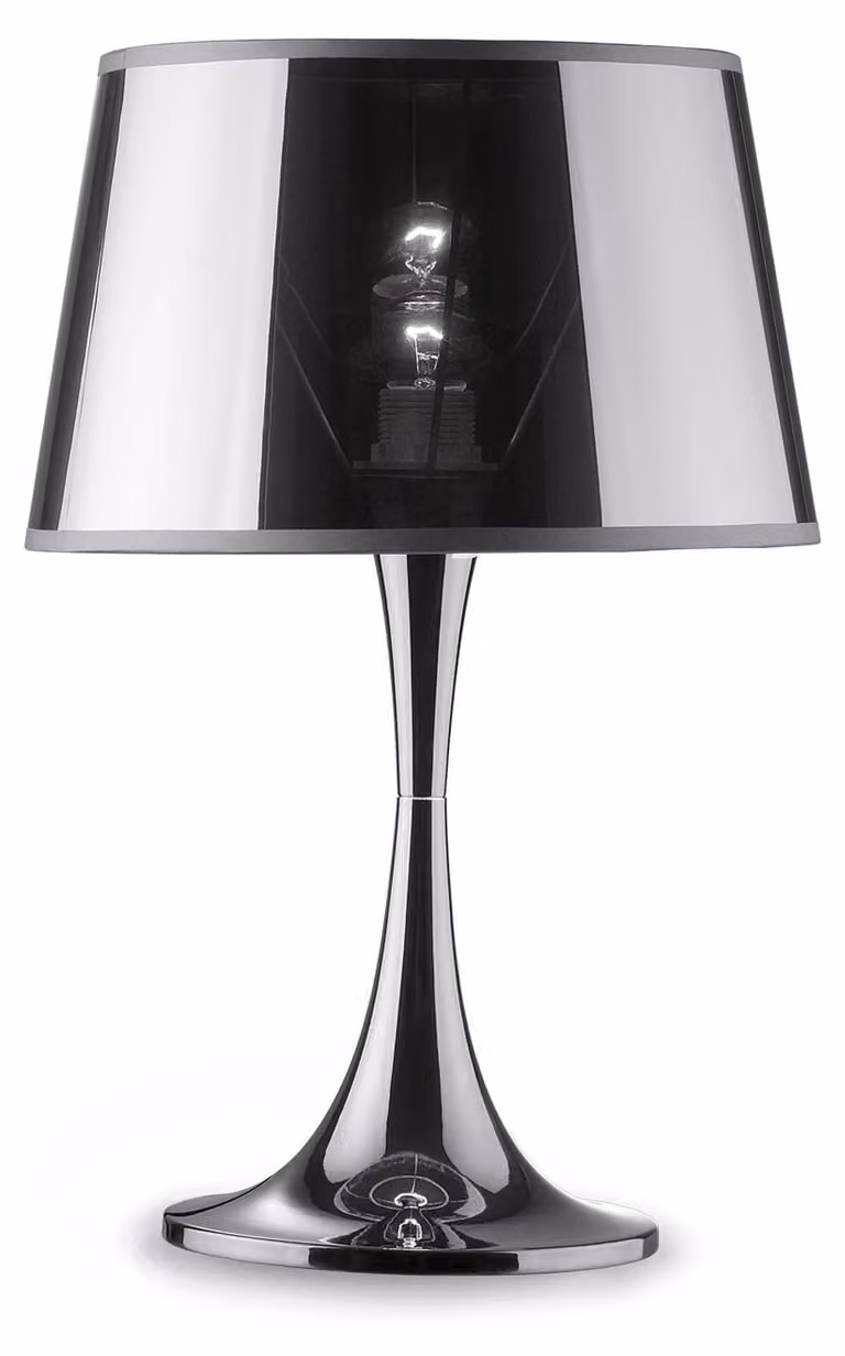 Ideal Lux LONDON TL1 BIG, Chrom, Metal, PCW, Sypialnia, Pokój dziecięcy, Jadalnia, Salon, IP20, E27, 1 szt.