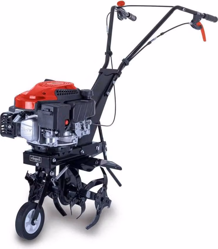 Motyka spalinowa Scheppach MTP370 o mocy 3,4 KM i głębokości roboczej 130 mm z 16 ostrzami
