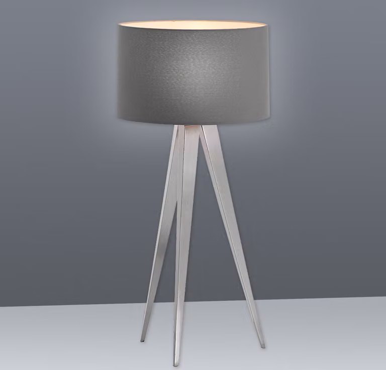 Näve stołek lampa 3 nogi - Materiał: metal, tkanina - Podstawa: nikiel mat; klosz biały; 3134316