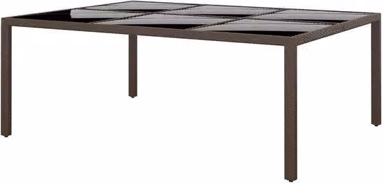 Stół ogrodowy z blatem - Meble ogrodowe z rattanu - Ciesz się czasem na świeżym powietrzu - Rama odporna na warunki atmosferyczne - 200 x 150 cm - Brązowy