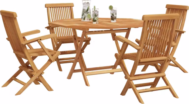 SYFAX™ Zestaw do jadalni w ogrodzie 5 pcs Brązowy Lite drewno teakowe