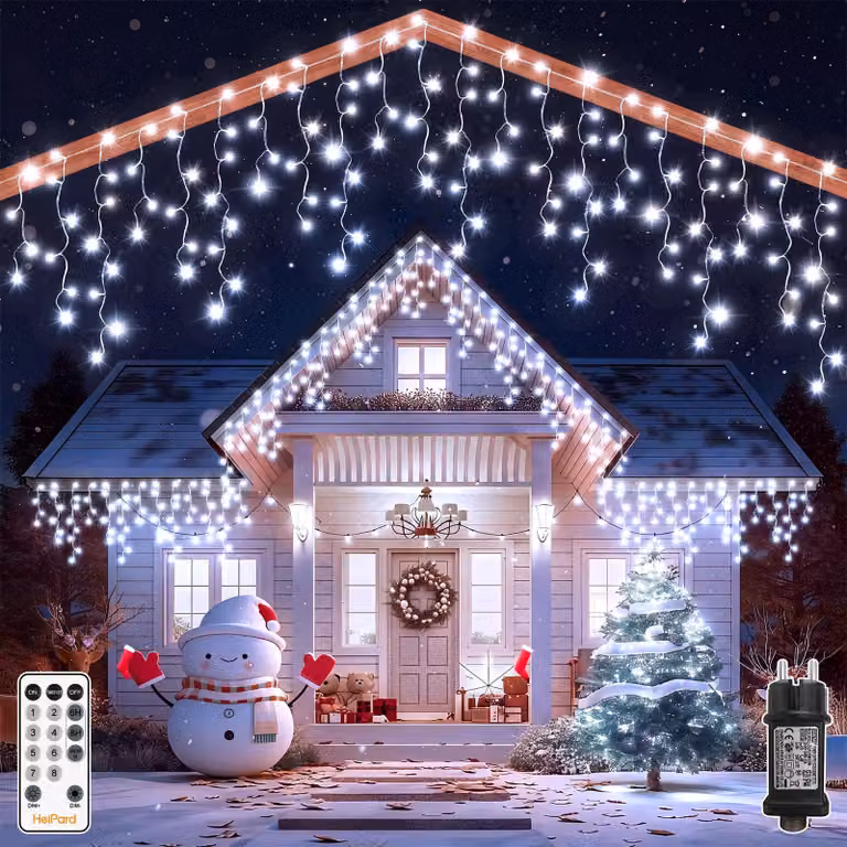 Świąteczna dekoracja LED w formie zasłony, długość 8,25 m, 264 kolorowe diody LED
