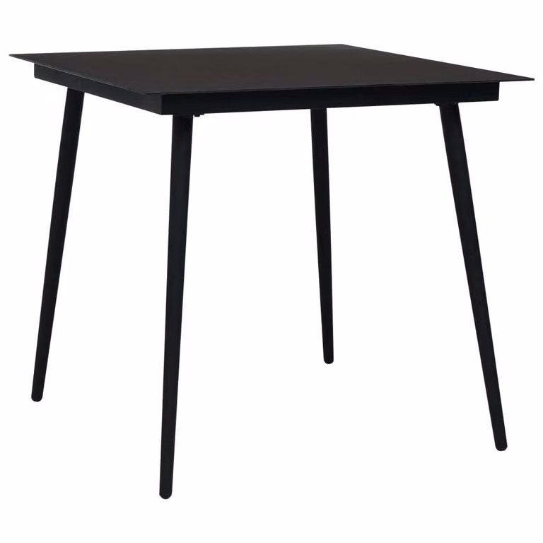 Maison Exclusive – Ogród – Stół jadalny, czarny, 80 x 80 x 74 cm, stal i szkło