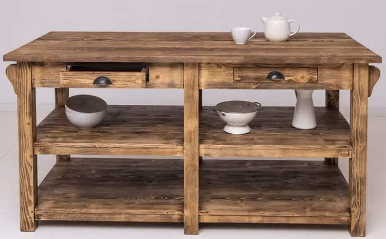 Casa Padrino wyspa kuchenna w stylu rustykalnym brązowa 180 x 85 x h. 90 cm - Wyspa kuchenna z litego drewna z 4 szufladami - Meble do jadalni - Meble kuchenne - Meble w stylu rustykalnym