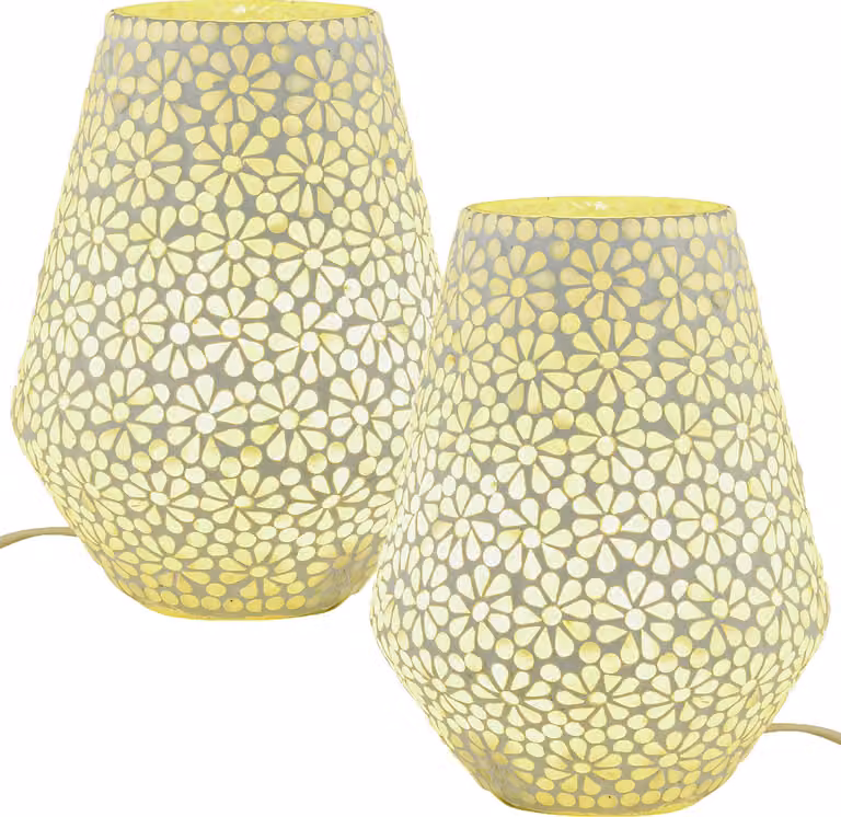 2er Zestaw Boho Dekoracja stołu Lampa mozaikowa Lampka nocna Światło