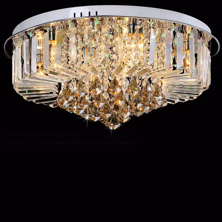 Kryształowa szklana lampa sufitowa podtynkowa żyrandol Crystal E14, sufitowa lampa wisząca nowoczesna lampa do jadalni, salonu, przedpokoju i salonu (60 cm ze źródłem światła)