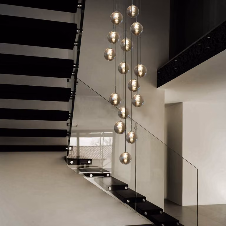 ZMH lampy wiszące stół jadalny 15 płomieni lampa wisząca szara regulowana wysokość żyrandol wiszące lampy szkło do salonu sypialnia kuchnia korytarz