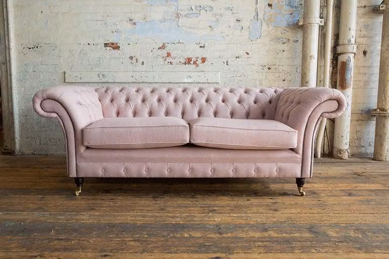 XXL Sofa 3 Sitzer Couch Chesterfield Polster Sitz Garnitur Leder Pink