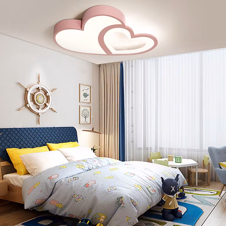 55cm ściemnialna nowoczesna lampa sufitowa LED w kształcie serca z pilotem metalowa lampa sufitowa chłopcy dziewczynki lampa chroniąca oczy lampa wisząca lampa wisząca do pokoju dziecięcego salon sypialnia (różowy)