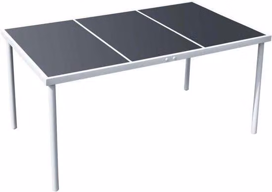 Stół ogrodowy ze stali - stół do jadalni na zewnątrz - do posiłków na świeżym powietrzu - nogi malowane proszkowo - 150 x 90 cm - czarny