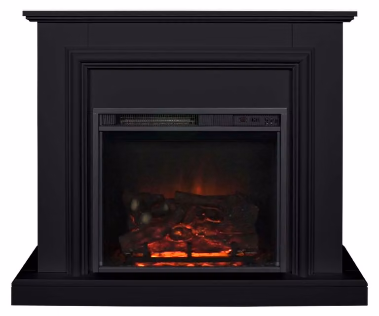 Casa Padrino kominek elektryczny czarny styl antyczny barok secesja 110 x 34 x H 95 cm - kominek elektryczny - kominek do salonu
