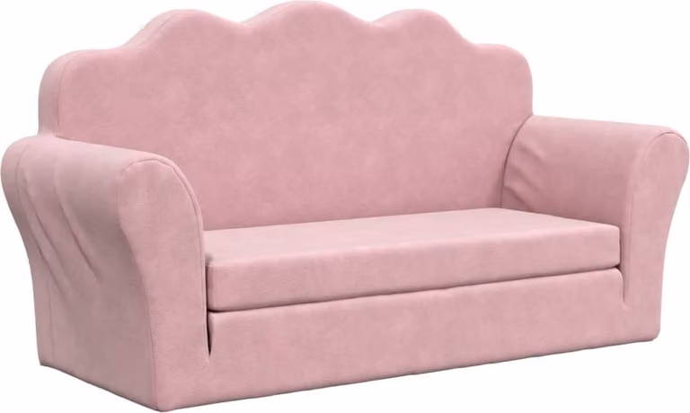 vidaXL Sofa dla dzieci 2-osobowa różowa Miękki plusz