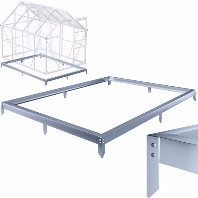 Fundament stalowy pod szklarnię Gardebruk® ocynkowany, kolor srebrny, W x S x G: 12 x 250 x 190 cm
