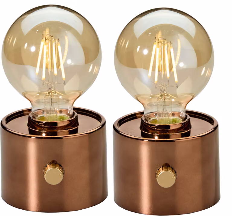 Lampa stołowa LED w stylu vintage z żarówką akumulatorową Edisona, zasilana przez USB-C, z regulacją jasności za pomocą pokrętła – nowoczesna dekoracja, 2 sztuki w kolorze brązowym
