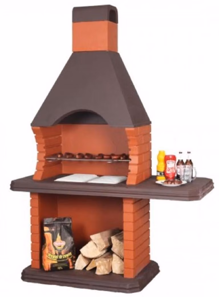 Casa Padrino grill ogrodowy pomarańczowy / brązowy 160 x 74 x h. 232 cm - Betonowy kominek do grillowania - Luksusowe akcesoria ogrodowe