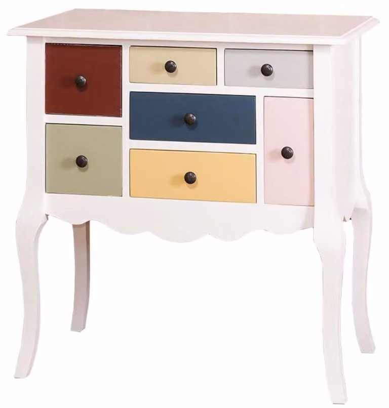 Casa Padrino designerska komoda z 7 szufladami biała / wielokolorowa 80 x 48 x wys. 82 cm - Meble w stylu rustykalnym
