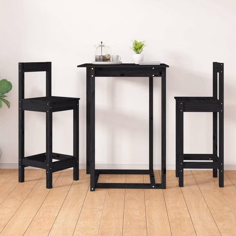 The Living Store Stołki barowe 2 szt. czarne 40x41,5x112 cm lite drewno sosnowe