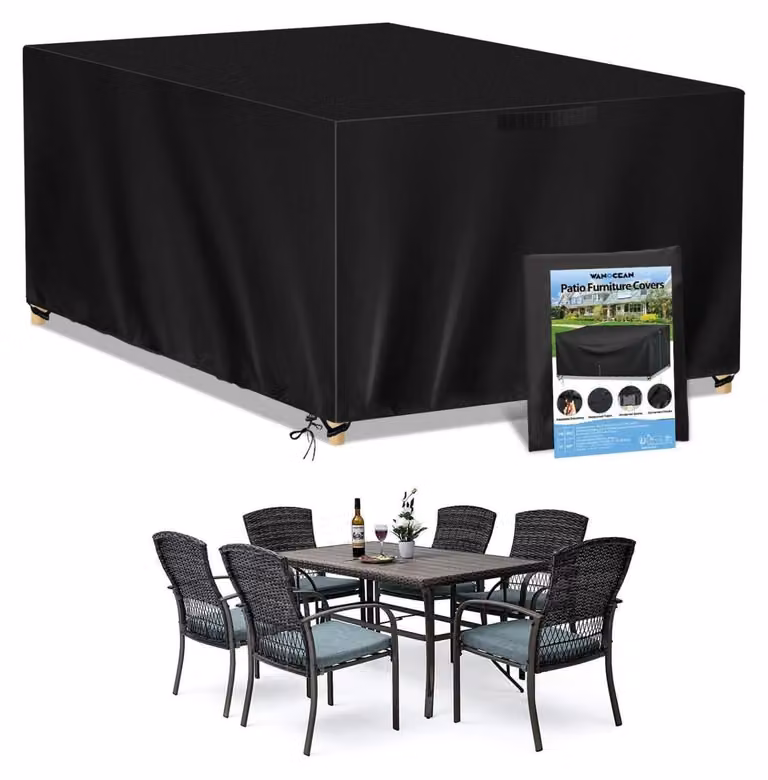 Pokrowiec na meble ogrodowe, wodoodporny, wykonany z materiału Oxford 420D, odporny na promieniowanie UV i rozdarcia, prostokątny, wymiary: 160x130x90 cm