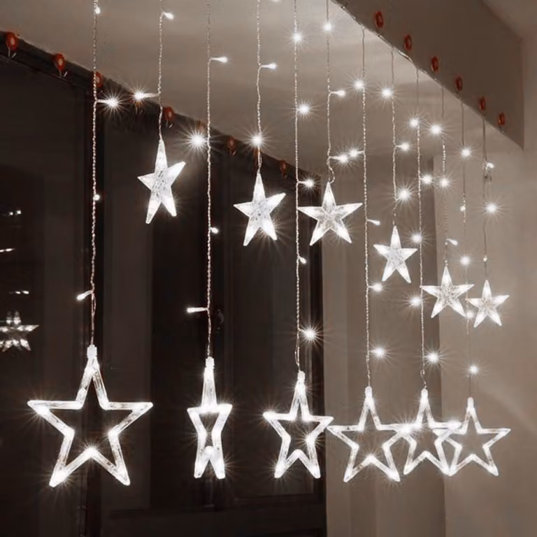 ZOLTA Wróżki wewnętrzne i zewnętrzne 138LED 4m - Dekoracja LED - Wodoodporne lampki choinkowe - Wróżki - 8 trybów oświetlenia - Zimna biel - Gwiazdy