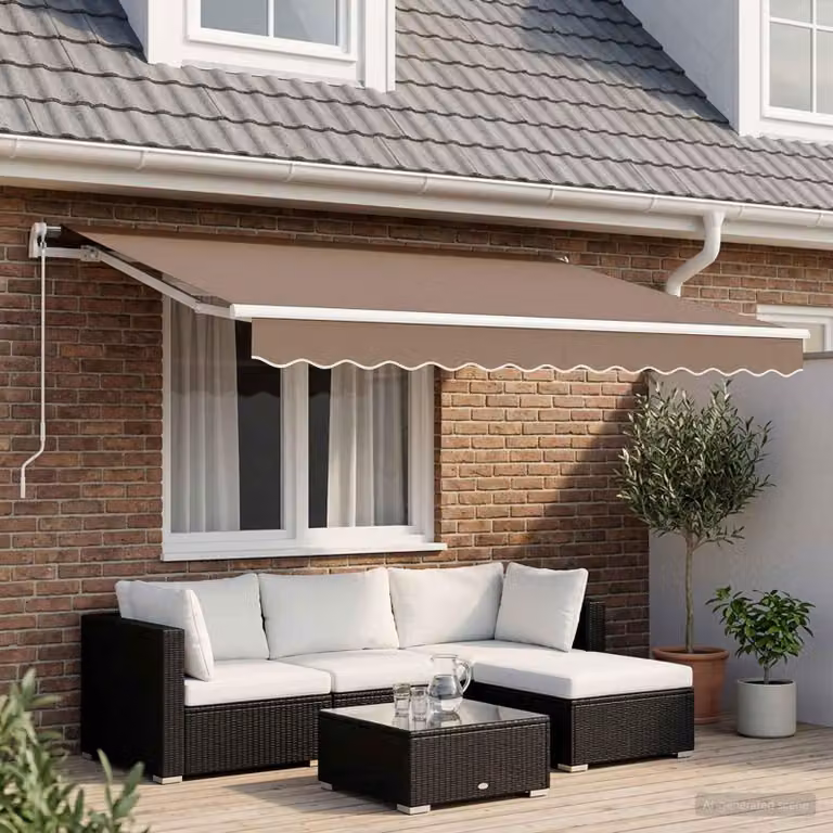 Maison Exclusive - Markiza ręczna, wymiary 4 x 3,5 m, kolor taupe, wykonana w 100% z poliestru