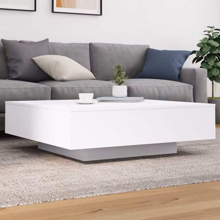 Maison Exclusive – stolik kawowy biały 100 x 100 x 31 cm materiał drewnopochodny