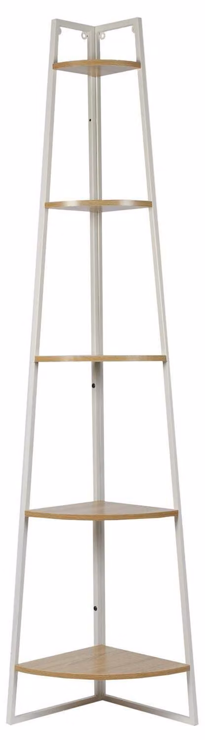 Regał na książki narożny biały metalowy półka stojak 180 cm