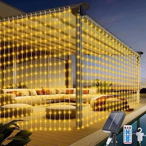 Solarne łańcuchy świetlne 300 LED 3M x pilot 8 trybów wodospad