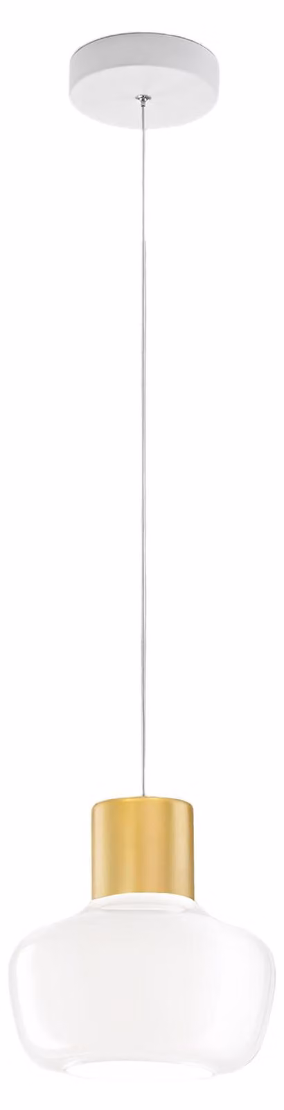 Lampa wisząca LED Kino 12W 1300lm 3000K, metalowa rama i białe szkło borokrzemianowe, Ø220mm - designerska lampa wisząca