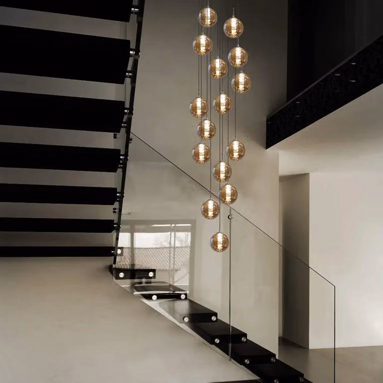 ZMH lampy wiszące stół jadalny 15 płomieni bursztynowa lampa wisząca regulowana wysokość żyrandol lampa wisząca szkło do salonu sypialnia kuchnia