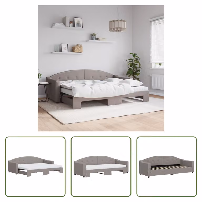 The Living Store Rozkładane łóżko dzienne z materacem Taupe 80x200 cm tkanina